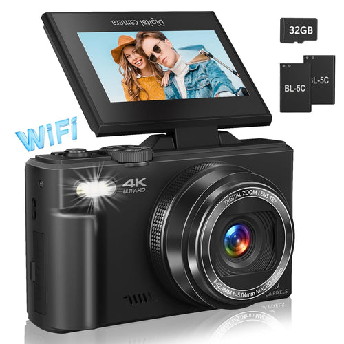 4K Digital Camera for Photography with 64MP