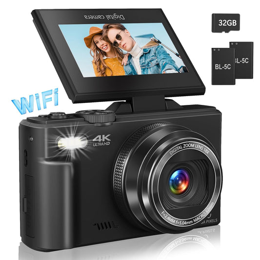 4K Digital Camera for Photography with 64MP