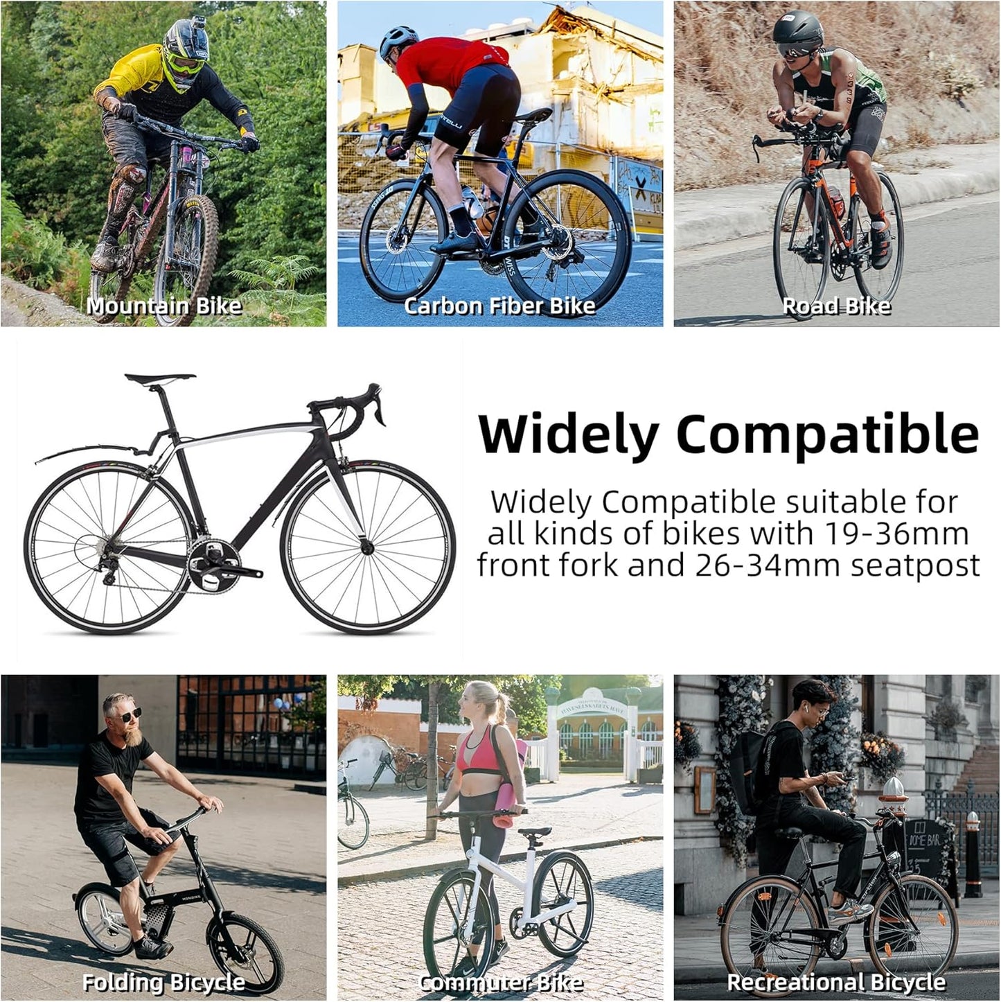 🚲 ROCKBROS Retractable Bike Mudguards - Adjustable Fender Set for MTB & Road Bikes