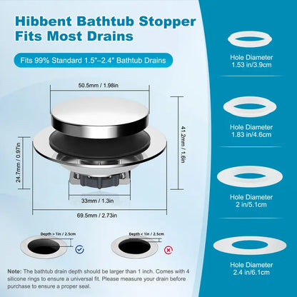 Brass & SS Anti-Clogging Deodorizing Bathtub Drain Stopper with Hair Catcher