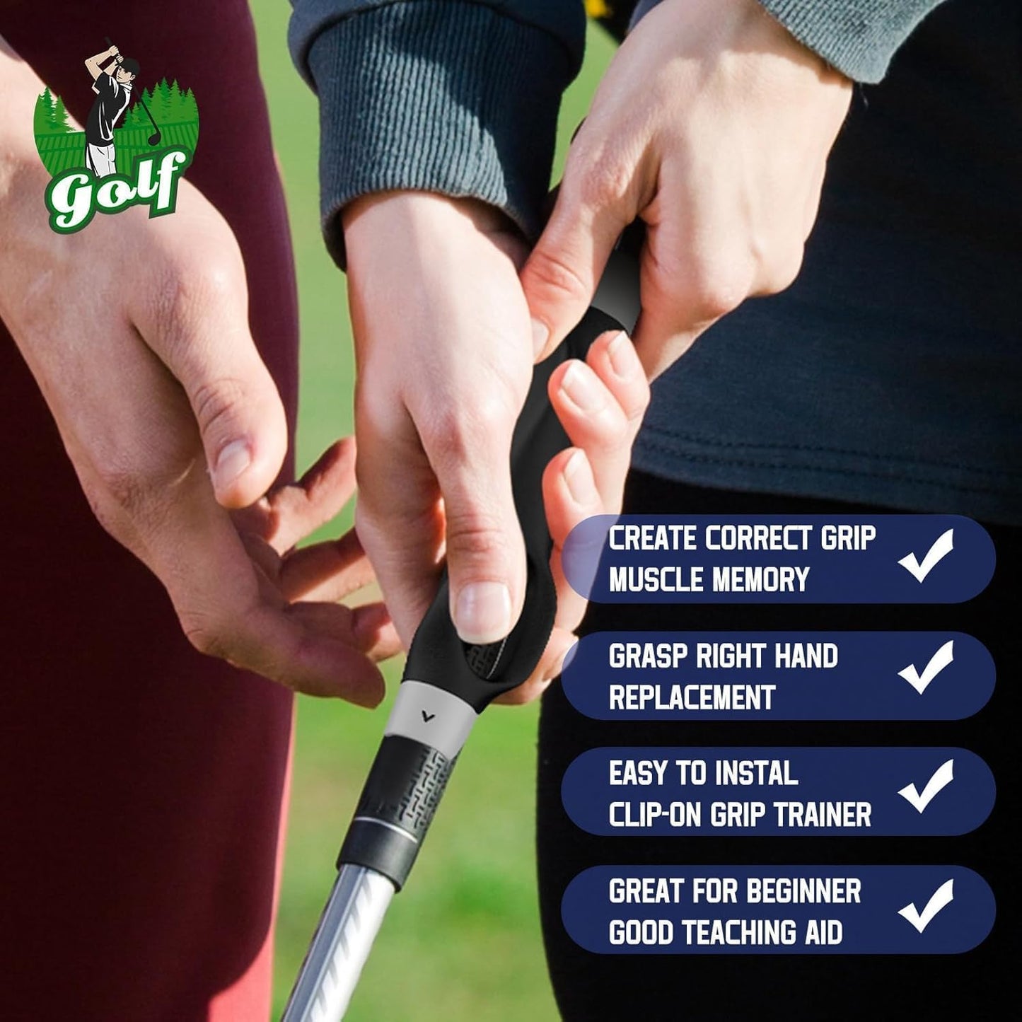 💥 Golf Grip Trainer - Golf Swing Aid Club Attachment for Correct Hand Placement