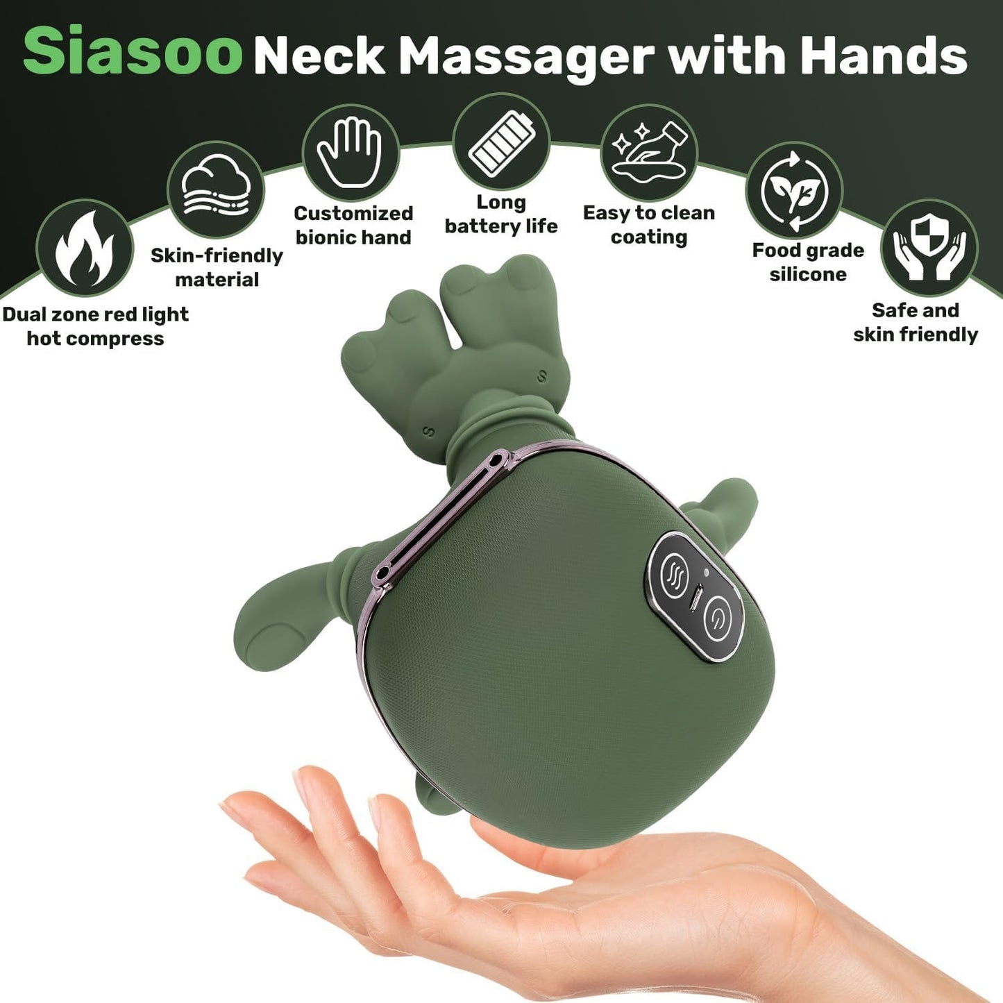 🛫Free Shipping🔥3D Shiatsu Neck & Shoulder Massager with Soothing Heat - Deep Tissue Kneading for Back & Neck Pain Relief