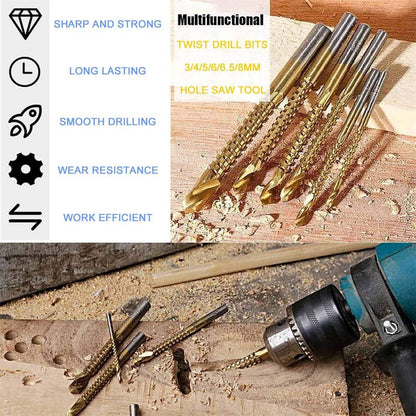 8 Pack Titanium Coated HSS Twist Drill Bits - 3-10mm