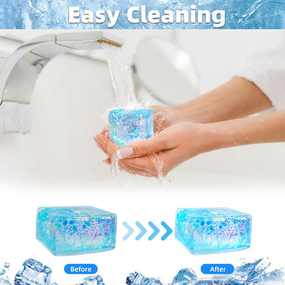 4pcs Glitter Ice Cube Stress Balls, ColorfulIce Cube Fidget Toy, Sensory Squishy Fidget Toys, Cube Anxiety Stress Relief Fidget Toy, Stress Balls for Kids and Adults