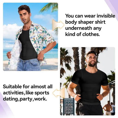 🔥 50% OFF 💪 Men's Seamless Compression Shirt – Tummy Control & Body Shaping Tee