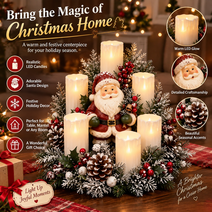 🎄 Christmas Reindeer Candle Centerpiece – Peace, Joy & Love Holiday Table Decor