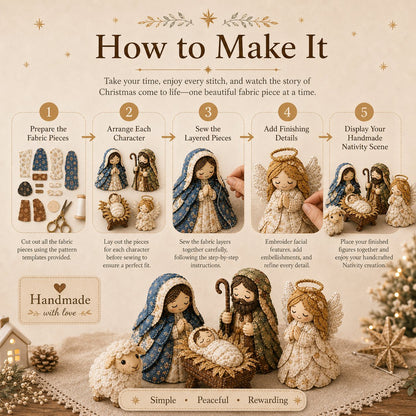 🔥LAST DAY 50% OFF -✨ DIY Patchwork Nativity Scene Sewing Kit (Beginner-Friendly)