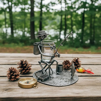 🏆 35K+ SOLD! Handcrafted Fisherman Shot Glass Holder | A Drink & a Story in One 🎣🥃