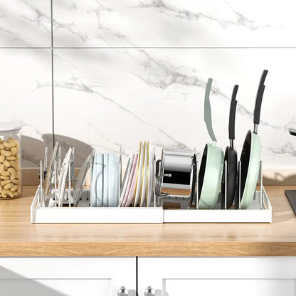 Pot Lid Organizer Rack - 7 Compartment Kitchen Utensils Holder