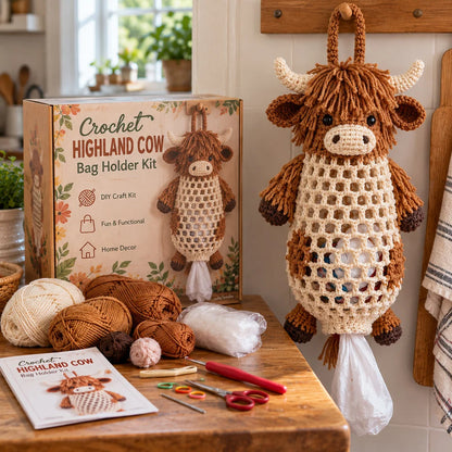 🔥Limited time 50% OFF🧶 Crochet Animal Bag Holder DIY Kit – 8 Adorable Animals, One Fun & Functional Kitchen Companion! 🐾