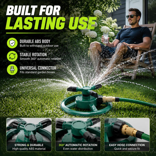 🚿 Automatic 360° Rotating Lawn Sprinkler