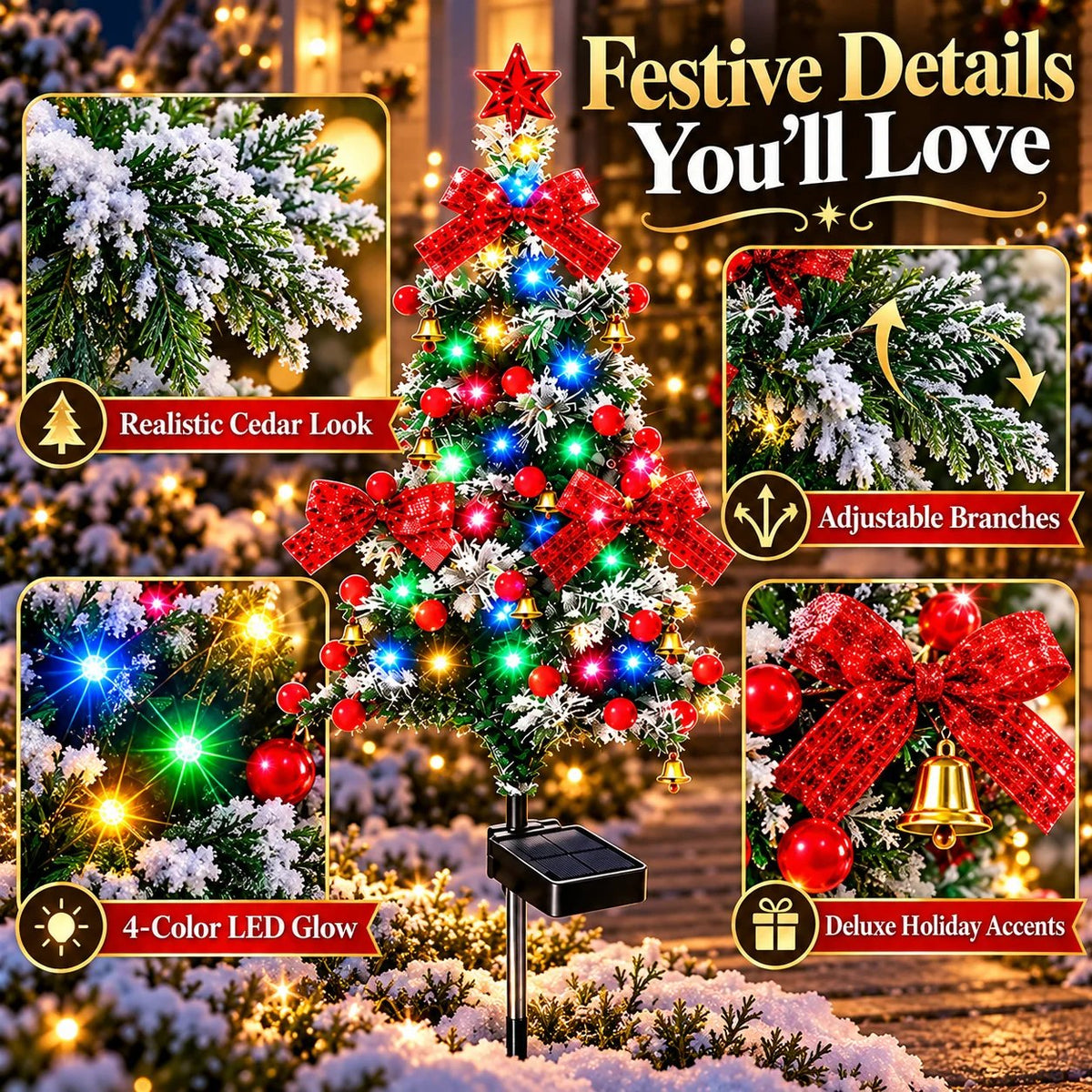 Solar cedar Christmas tree light product image 04