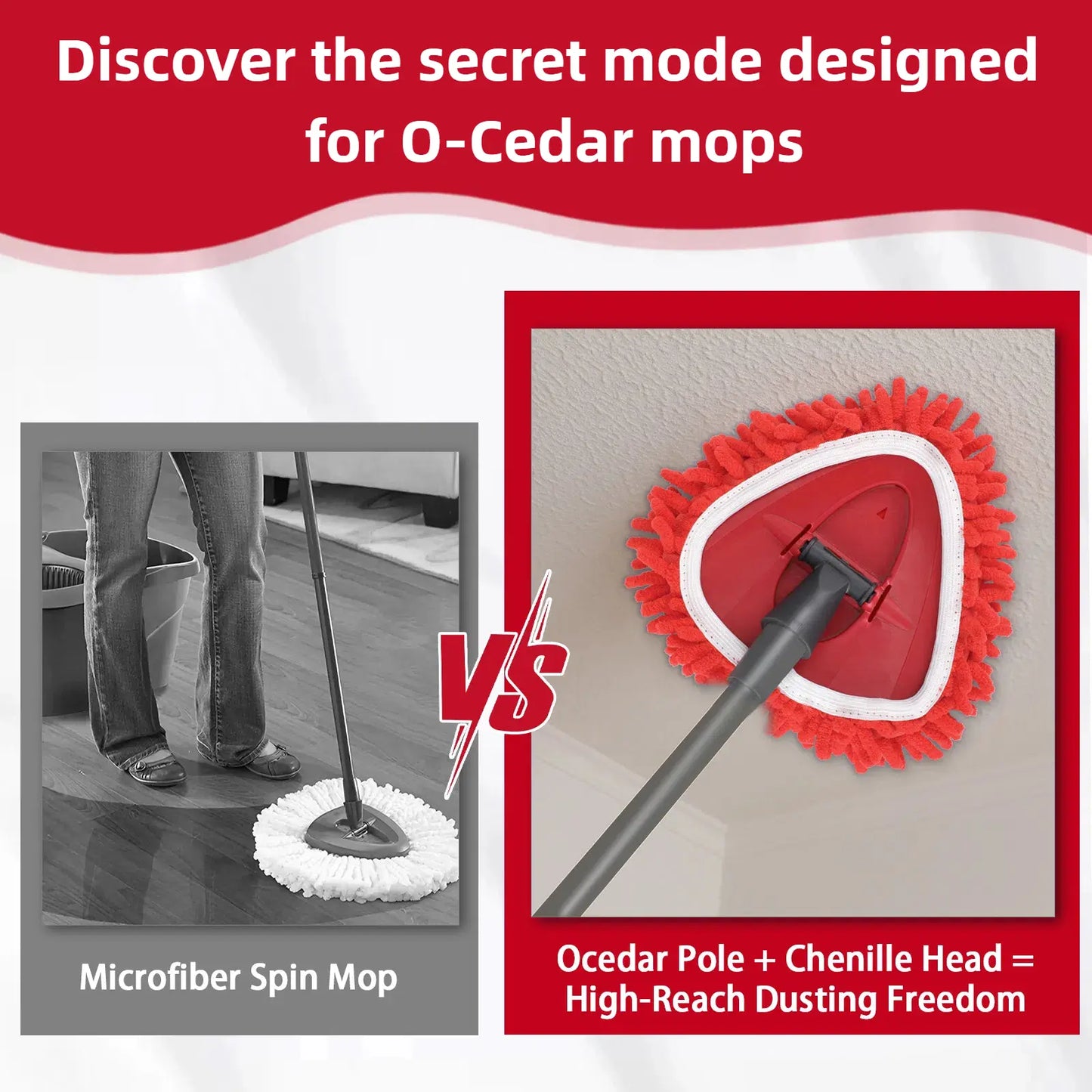 Triangle Chenille Mop Replacement Head – Compatible with O-Cedar & Vileda Spin Mops