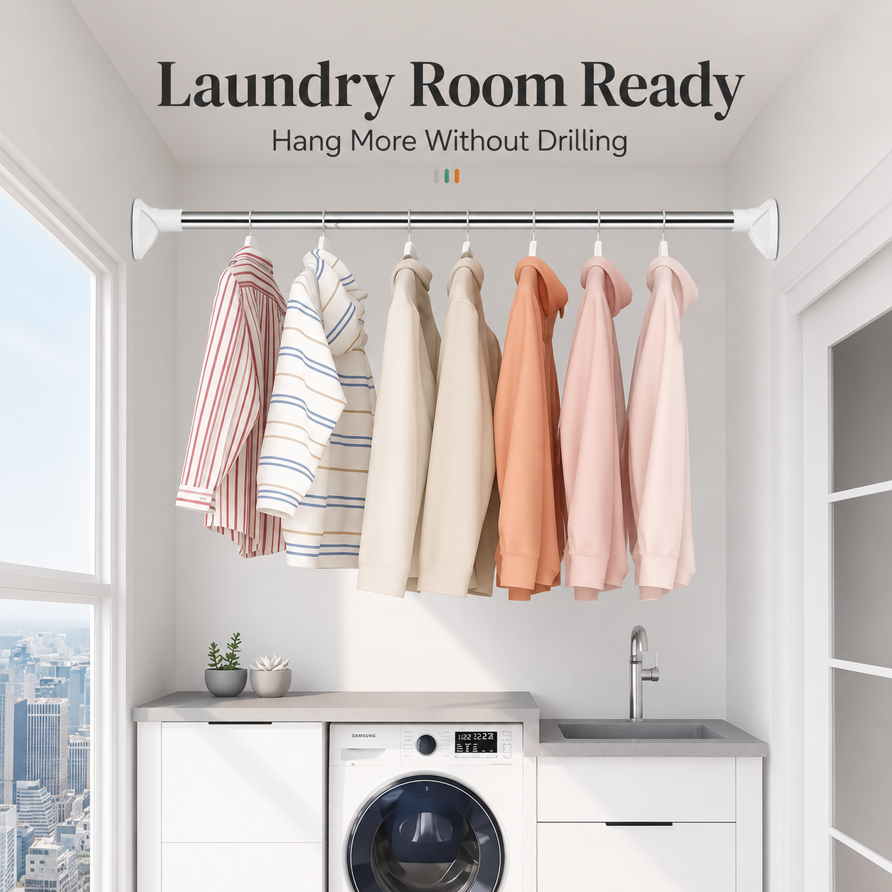 🧺 Expandable Closet Rod – Punch-Free, Adjustable, No Drilling