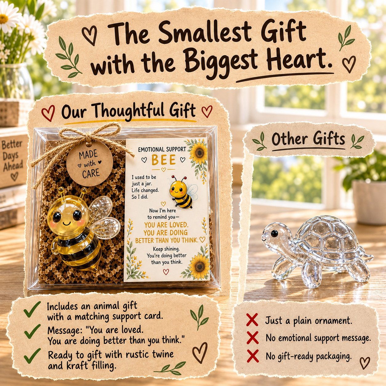 💌 Emotional Support Animal – Meaningful Encouragement Keepsake with Message Card & Gift-Ready Packaging ✨