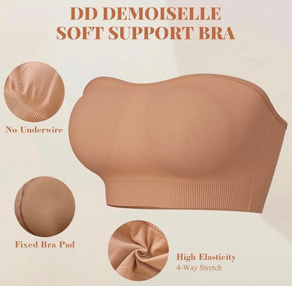 Strapless Bras for Women Non-Slip Silicone Padded Bandeau Bra Wireless Tube Top Bra