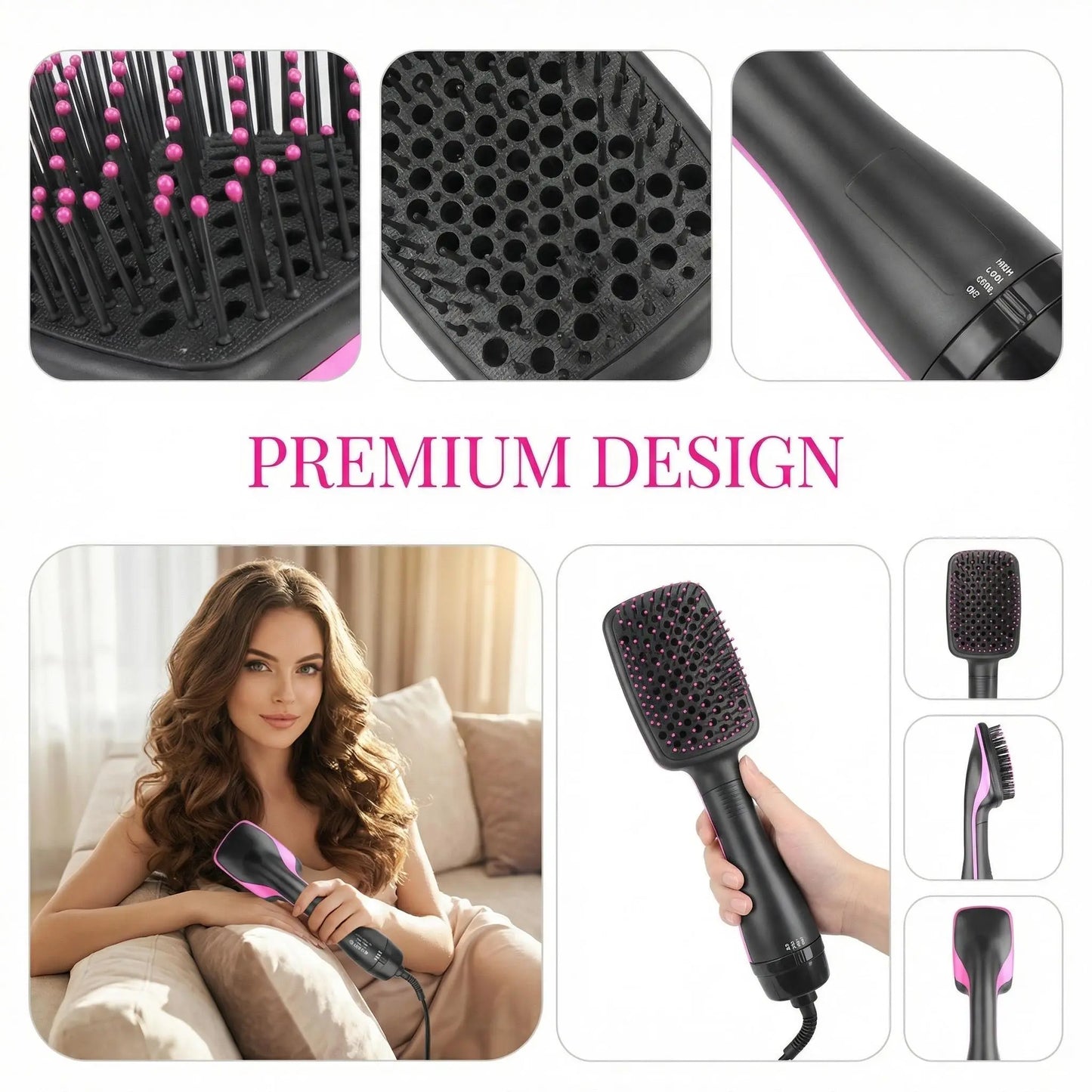 2-in-1 Hair Dryer Brush, Hot Air Brush for Curling & Straightening, Volumizing Blow Dryer Brush for Fast Styling
