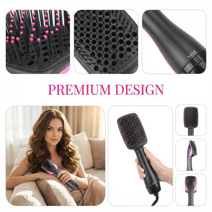 2-in-1 Hair Dryer Brush, Hot Air Brush for Curling & Straightening, Volumizing Blow Dryer Brush for Fast Styling