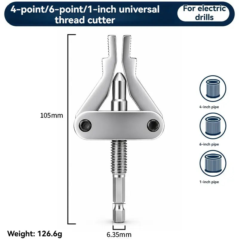 Broken Pipe Thread Extractor, Universal 1/2" 3/4" 1" Pipe Nipple Remover, Drill Powered Broken Thread Removal Tool for Rusty Faucet & Pipe Nipples
