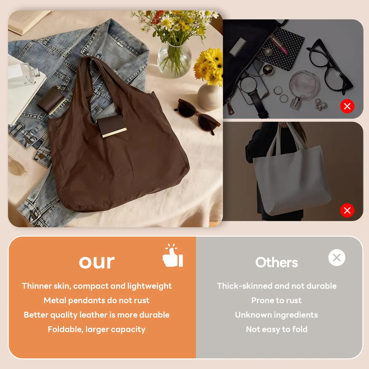 Foldable Keychain Tote Bag for Shopping & Travel