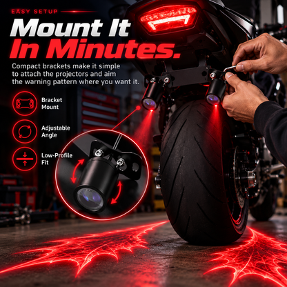 🏍️ Bat-Wing Motorcycle Laser Safety Light – Bold Road Projection Rear Warning Lamp