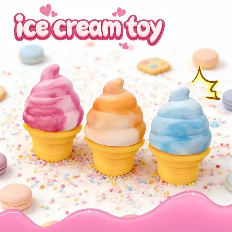 Super Soft Ice Cream Squishy Toy | Squishy Fun Stress Relief Squishies Squeeze Fidget Sensory Toy for Kids & Adults | Cute Birthday Gift Party Favor | Squishy Fidgets