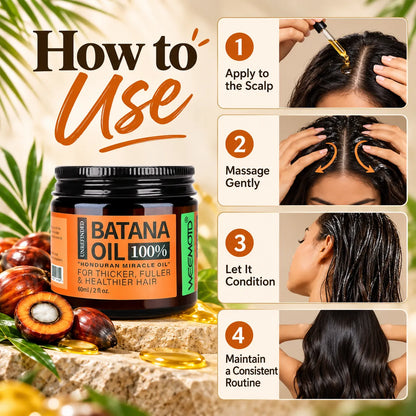 🎁100% Pure Batana Oil for Hair – Moisturizing & Conditioning Hair Oil for Softness, Shine & Frizz Control