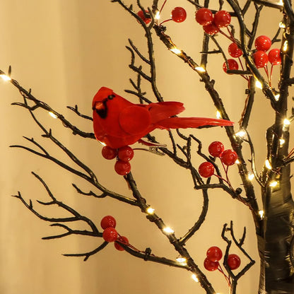 Birch Twig Tree with LED Lights & Birds