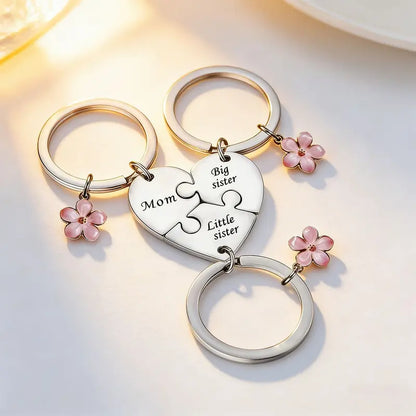 Stainless Steel Flower Keychain 3-Piece Set