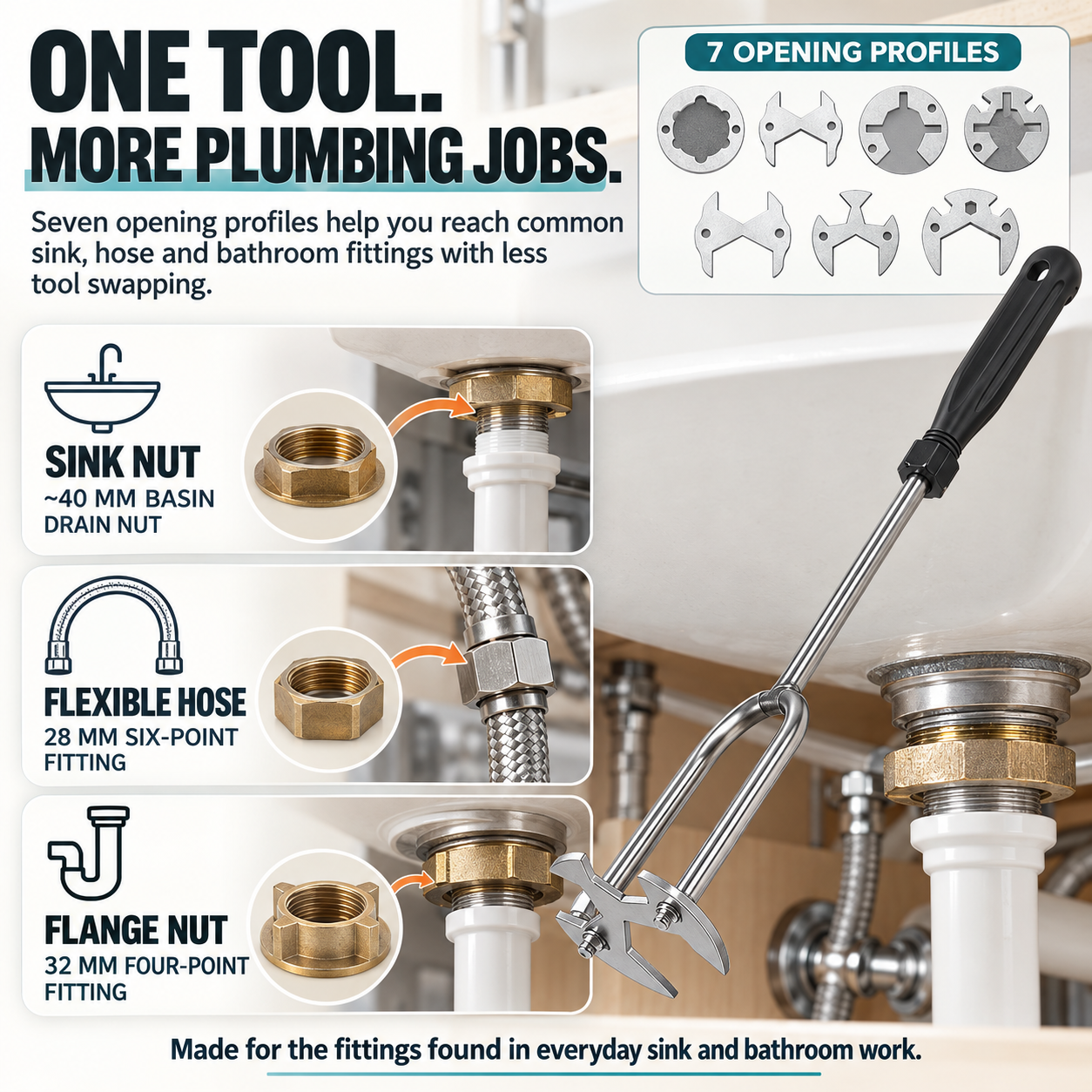 7-opening sink wrench product image 5