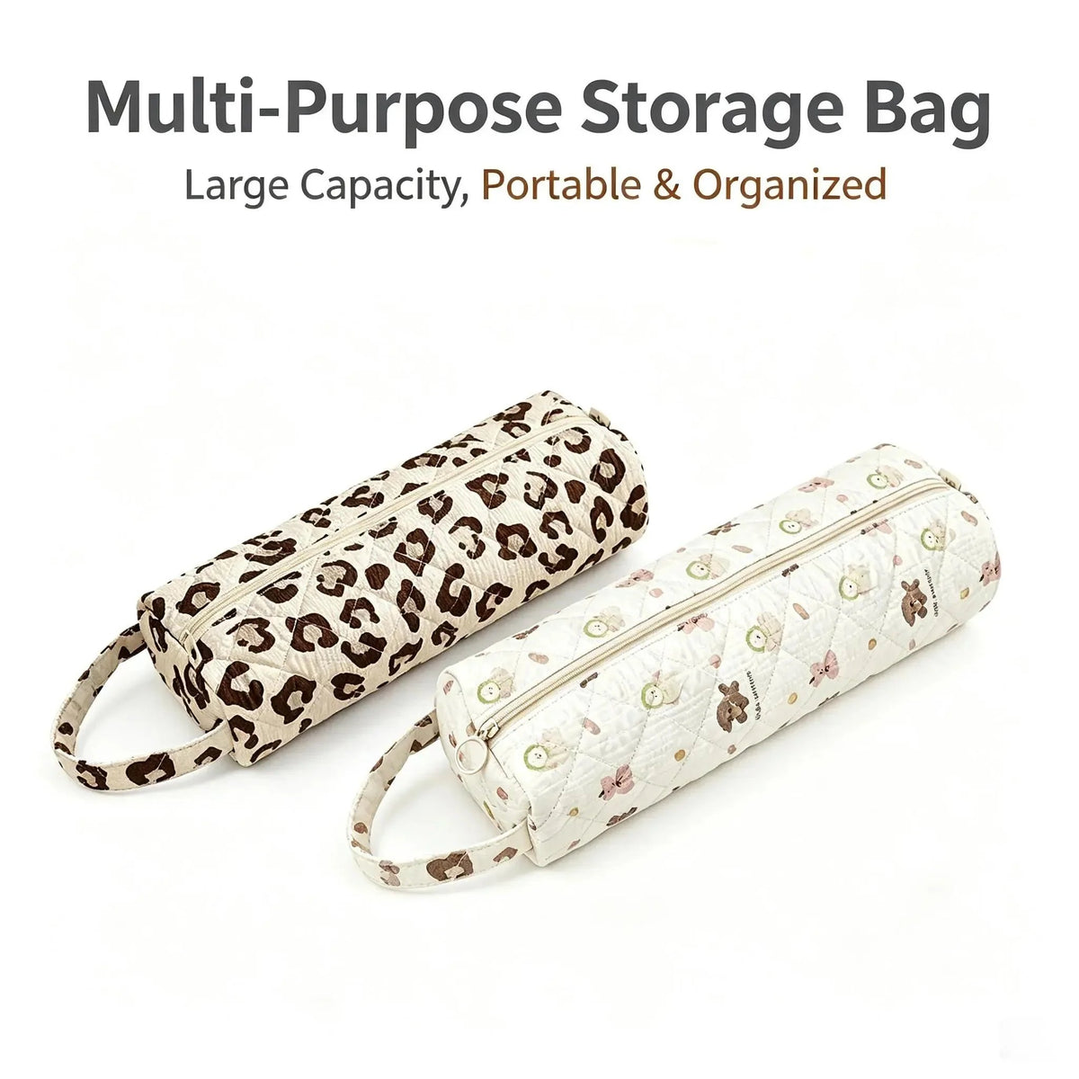 🎒Quilted Multi‑Purpose Storage Bag, Portable Zipper Cosmetic Makeup Pouch with Handle