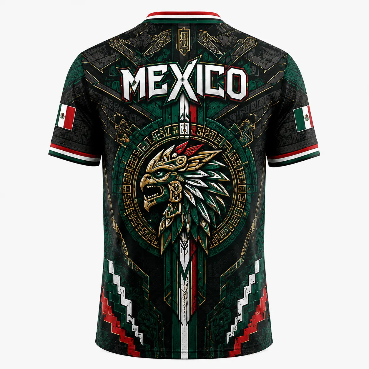 2026 Mexico Eagle Warrior Soccer Jersey⚽ – Aztec Calendar Graphic V-Neck Fan Shirt for Men