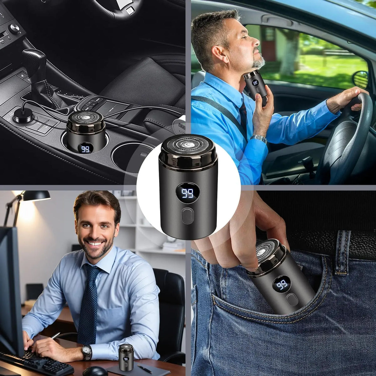 ⚡ Mini Electric Shaver – Pocket-Size Rechargeable Razor with LED Display