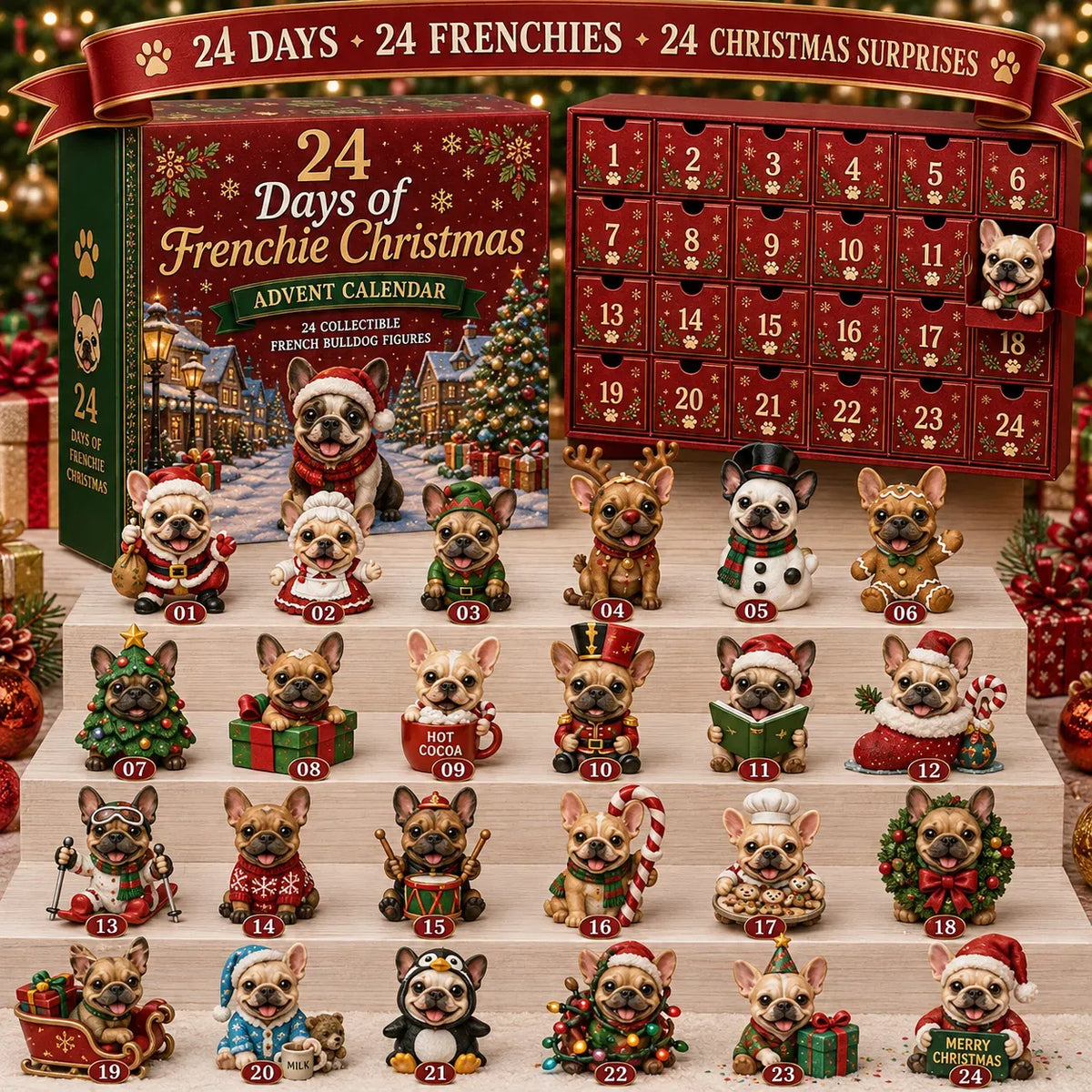 ⏳ Last Day 49% OFF – 🐶 24-Day French Bulldog Christmas Advent Calendar 🎄✨