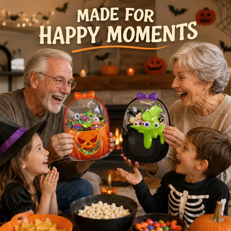 🎃 Halloween Treat Bags with Handles – Pumpkin & Witch Cauldron Goodie Bags for Kids, Candy & Party Favors
