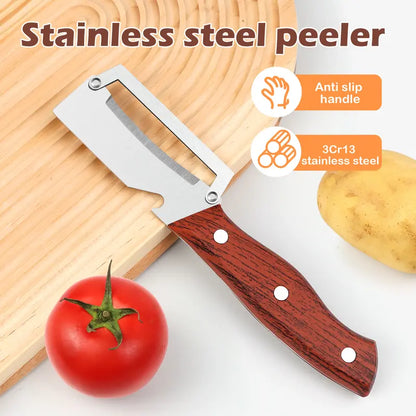 Stainless Steel Sharp Peeler with Wooden Non-Slip Ergonomic Handle