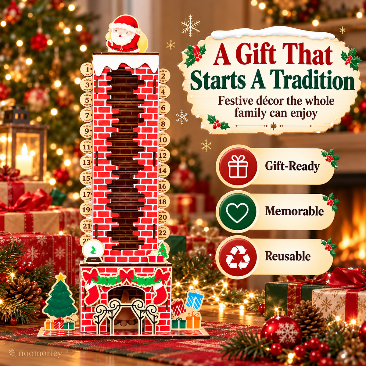 🎄DIY Wooden Santa Advent Calendar – 24-Day Christmas Countdown Tabletop Decor
