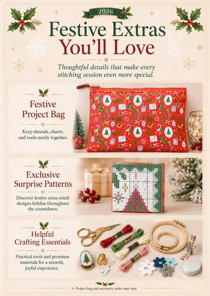 🔥 Last Day 49% OFF - 🎄🧵 2026 Cross Stitch Advent Calendar Box | 24 Days of Stitching Surprises for a Magical December 🎁 ✨