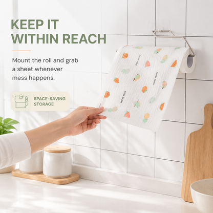 200Pcs Per Roll Reusable Cleaning Lazy Rags, Washable Kitchen Dish Towels & Multi-Purpose Wiping Cloths