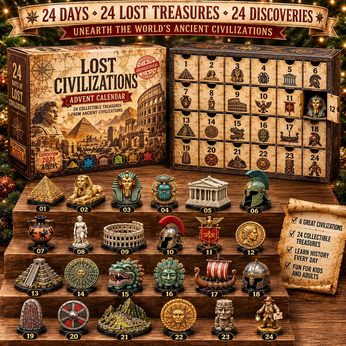 🎉2026 Lost Civilizations Archaeological Discovery Advent Calendar | 24 Ancient Treasures from 6 Great Civilizations
