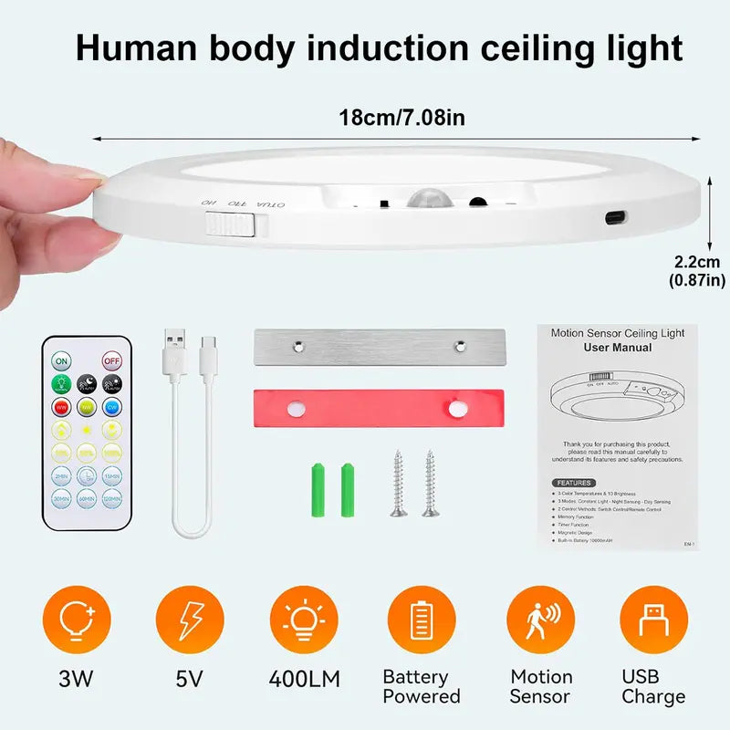 Rechargeable Motion Sensor Ceiling Lamp