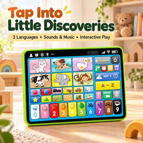 🎁 Trilingual Kids Learning Tablet Toy – English, Spanish & French with Music & Interactive Play– A Colorful Christmas Gift 🎁