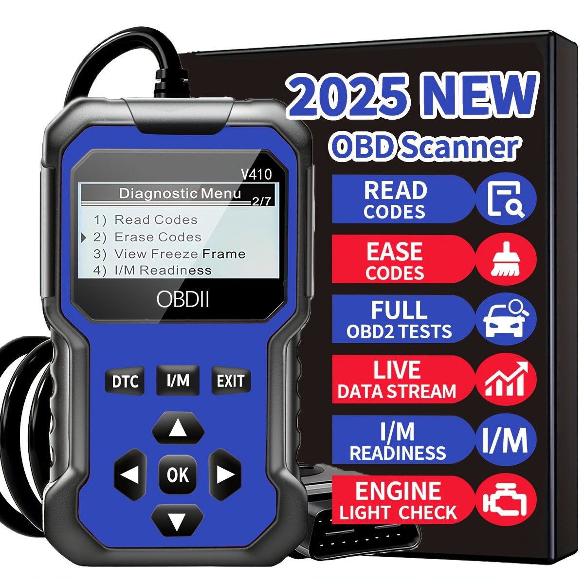 💥2025 Newest Enhanced Universal OBDII Scanner V410 Car Engine Fault Code Reader Diagnostic Tool