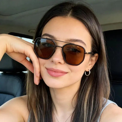 Fashion Geometric Double-Beam Sunglasses | 2026 Summer Trend | Lightweight Metal Frame | UV400