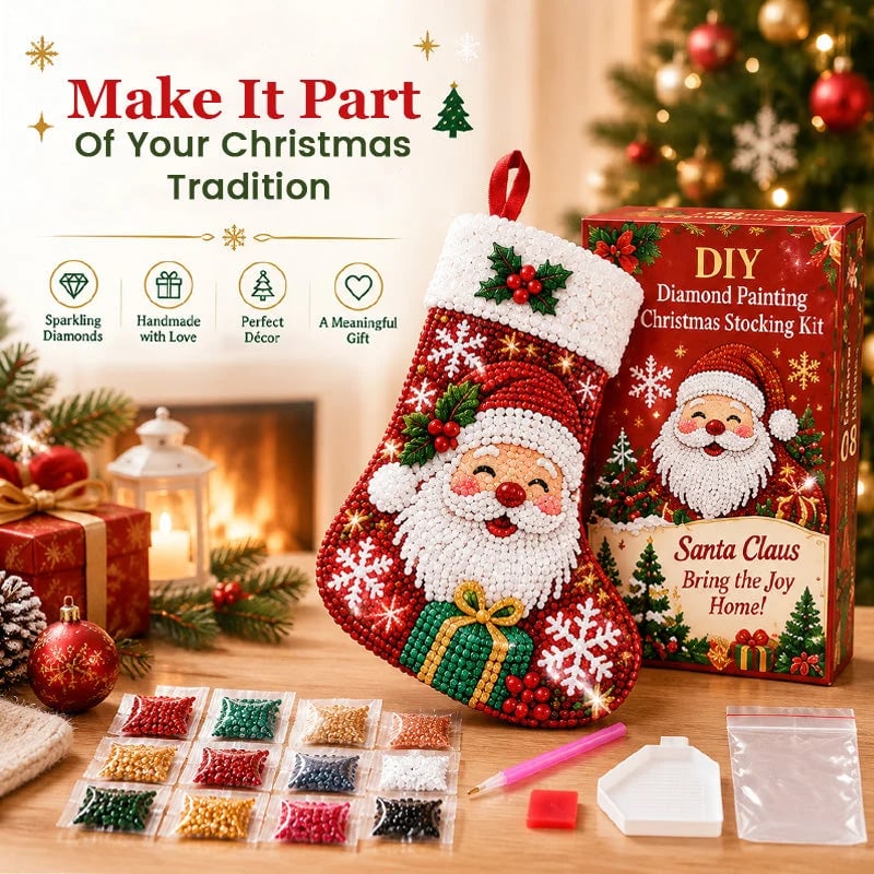 🎄 DIY Diamond Painting Christmas Stocking Kit