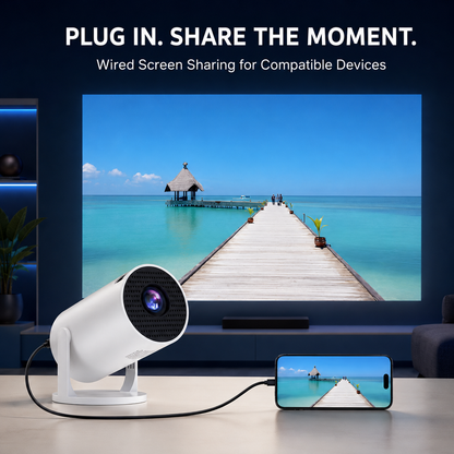 HY200 Smart Mini Projector – Native 1080P HD, 4K Supported, Portable Home Theater with WiFi & Bluetooth