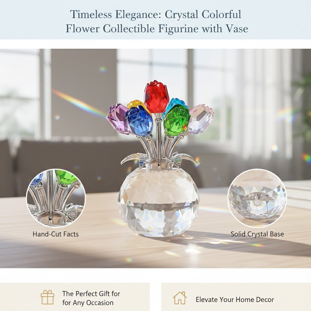 🔥Mother‘s Day 50% OFF🔥🔮Everlasting Crystal Rose Flower Figurine in Vase