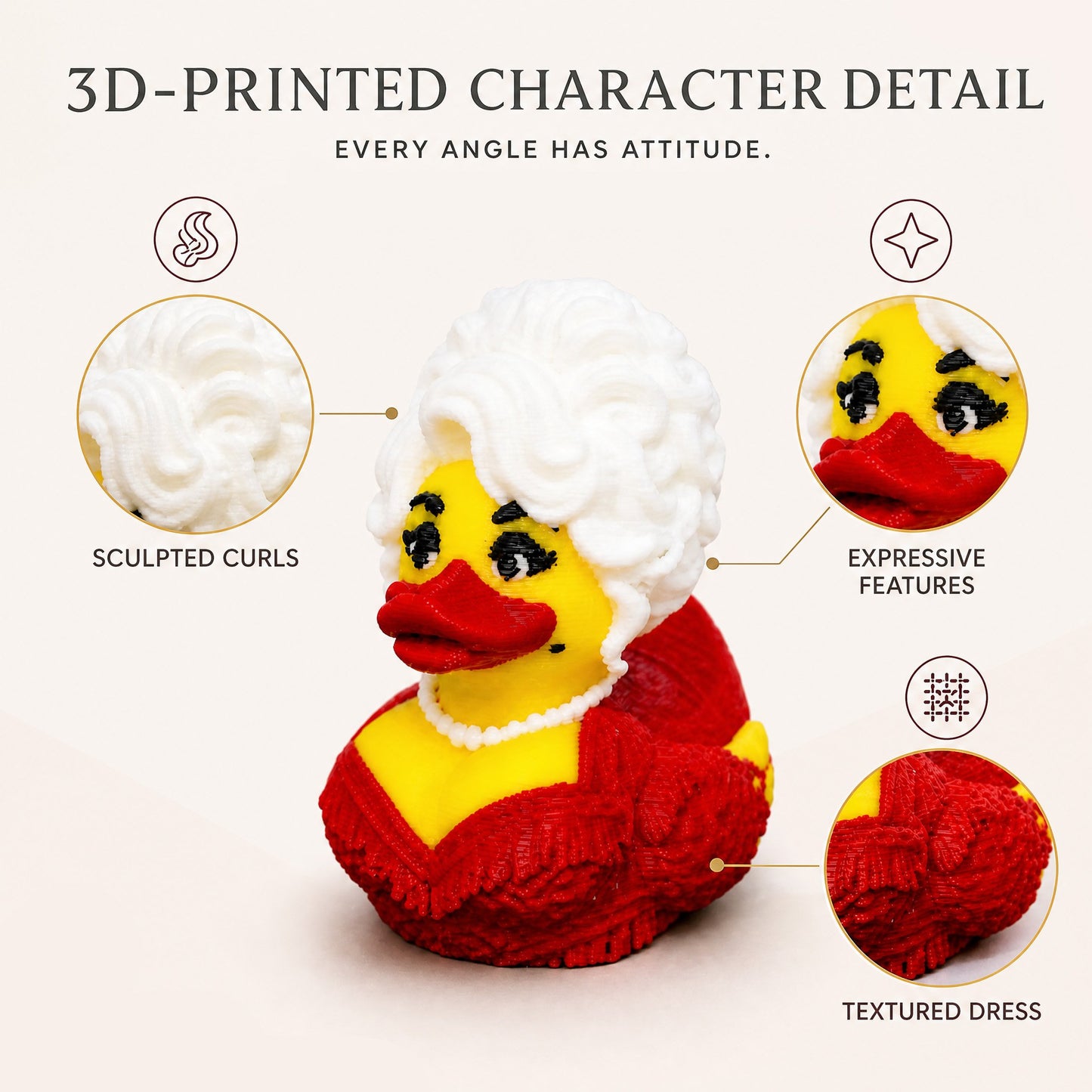 Dolly Duck – 3D Printed Collectible, Cute Desk & Car Decor