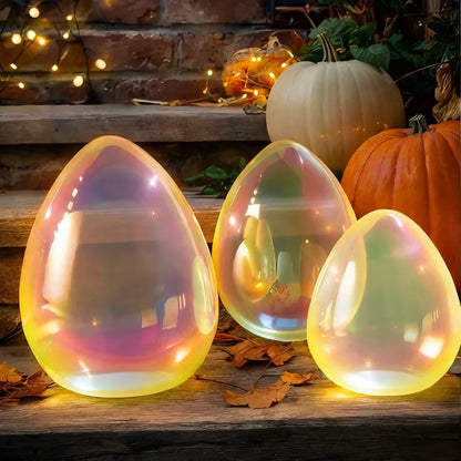 🌌🌟Easter Decor - Glowing Pearlescent Glass Egg Trio