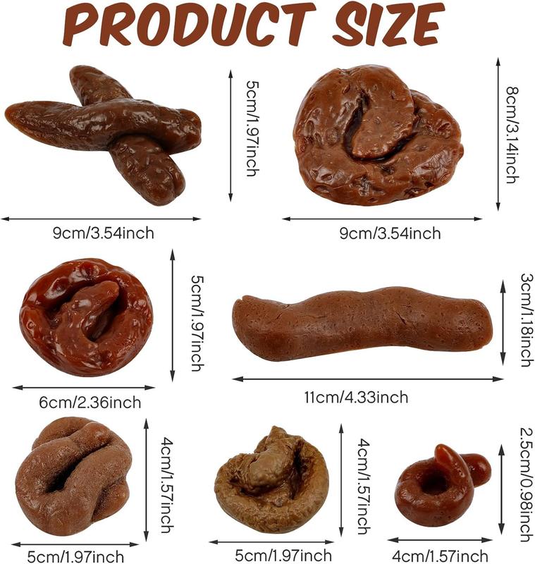 Assorted realistic-looking fake poop gag props